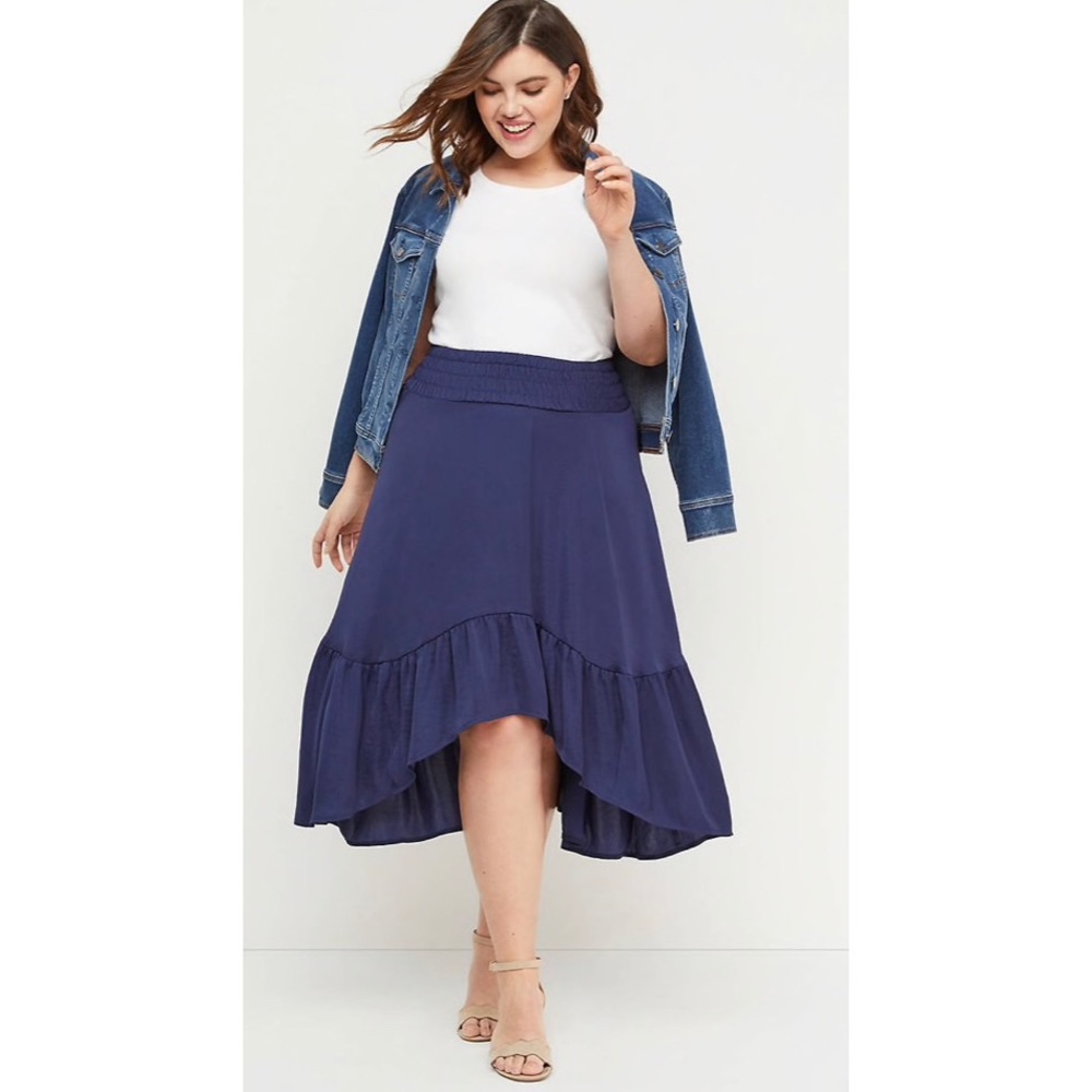Lane Bryant high low satin skirt NWT